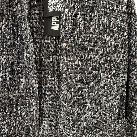 Apparis Misty Tweed shacket Medium black noir shirt jacket eco friendly poly NWT - Picture 11 of 15